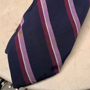 Barneys New York Navy Striped Silk Tie